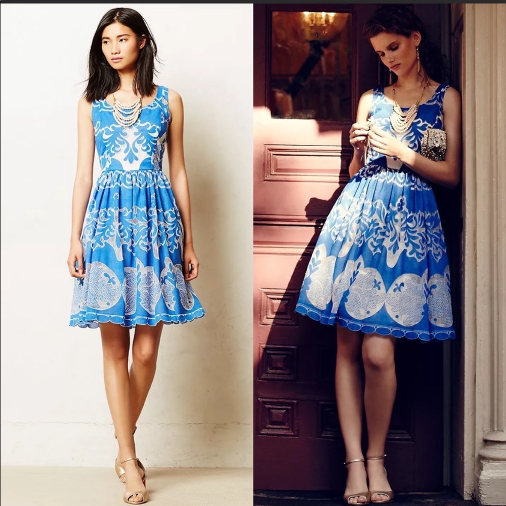 Anthropologie azure lace dress